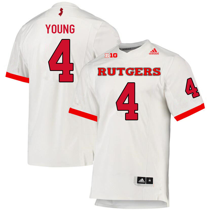 Men #4 Aaron Young Rutgers Scarlet Knights College Football Jerseys Sale-White